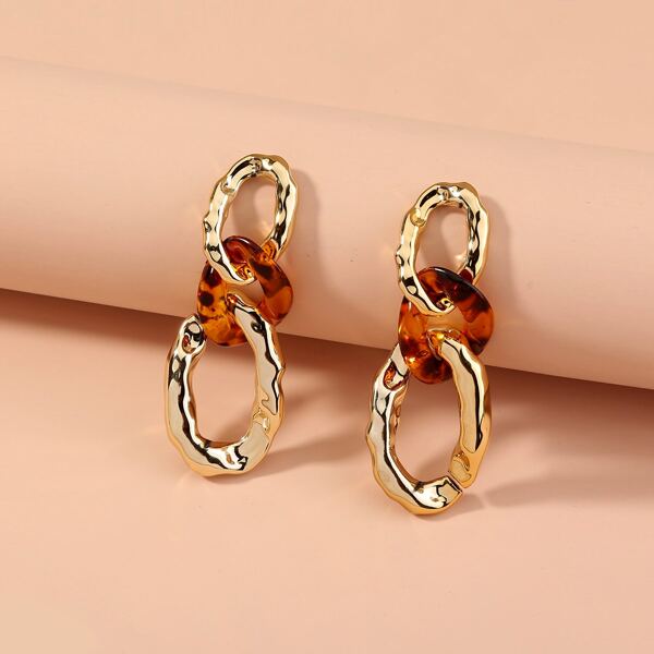 

Chain Design Drop Earrings, Gold