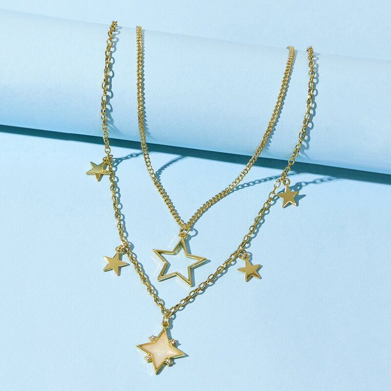 

Star Pendant Layered Necklace, Gold