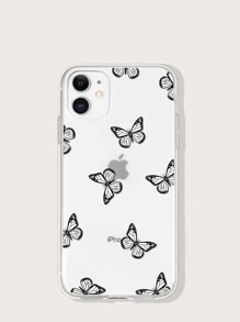 Butterfly Print Clear Case Compatible With iPhone - Clear - View 1