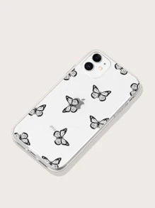 Butterfly Print Clear Case Compatible With iPhone - Clear - View 2