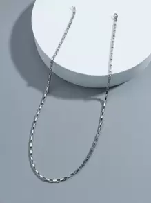 時尚流行男士金屬項鍊不銹鋼適合珠寶禮物和時尚外觀 - 銀色 - 查看 2