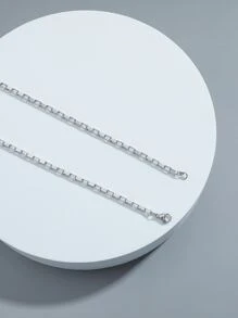 時尚流行男士金屬項鍊不銹鋼適合珠寶禮物和時尚外觀 - 銀色 - 查看 3