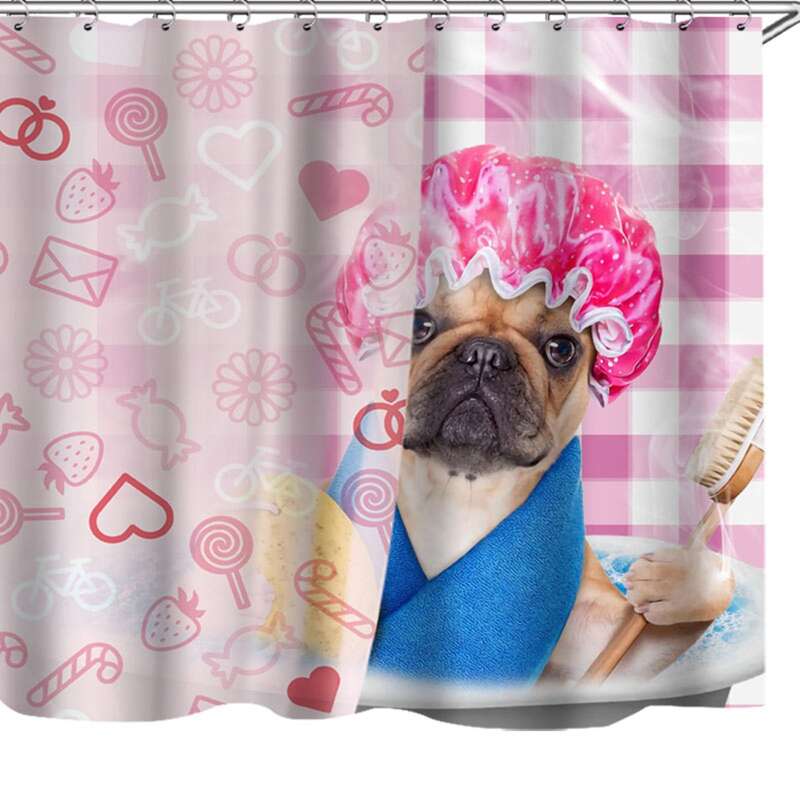 

Dog Print Shower Curtain, Pink