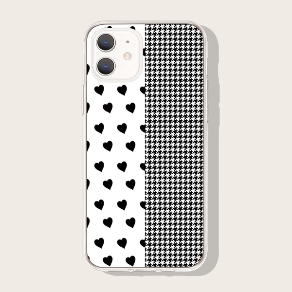 

Чехол для iPhone с принтом сердечка, Черный и белый