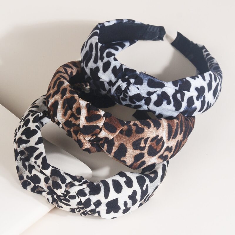 

3pcs Leopard Twist Headband, Multicolor