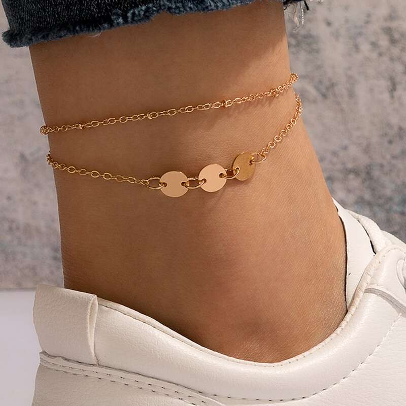 

Disc Chain Anklet, Gold