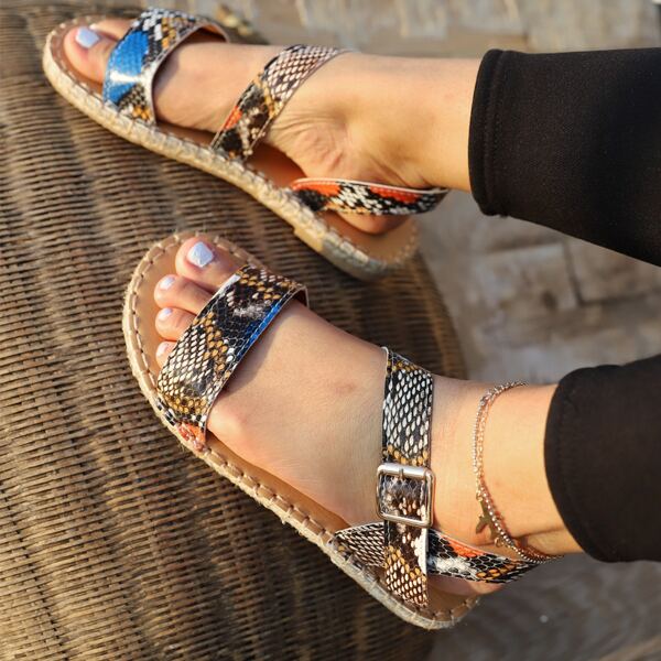 

Snakeskin Print Espadrilles Sandals, Multicolor