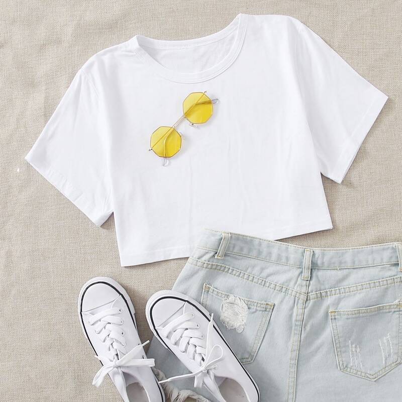 

Solid Crop Tee, White