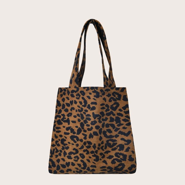 

Leopard Print Shopper Bag, Brown