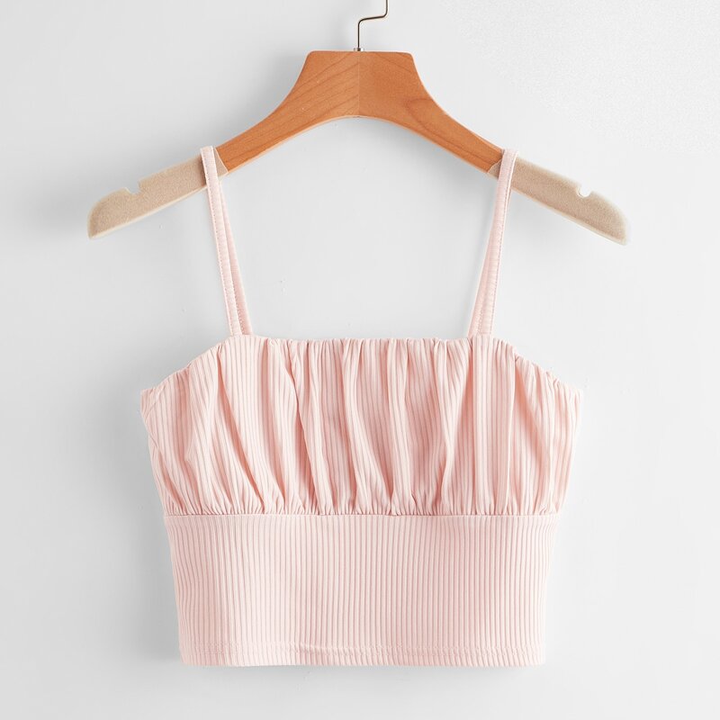 

Ruched Bust Crop Cami Top, Baby pink