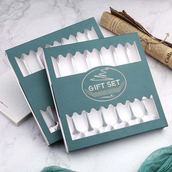 

6pcs 1 Box Spoon Gift Set, Silver