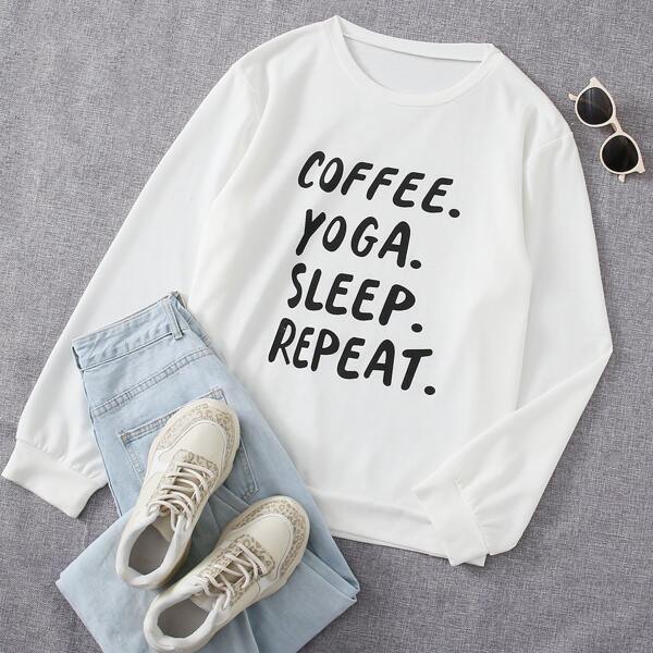 

Plus Letter Graphic Sweatshirt, White