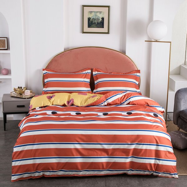 

Striped Pattern Bedding Set Without Filler, Multicolor