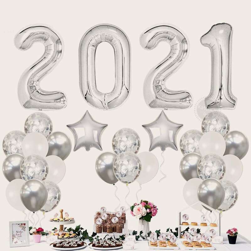 

1set Digital Shaped Balloon, Silver
