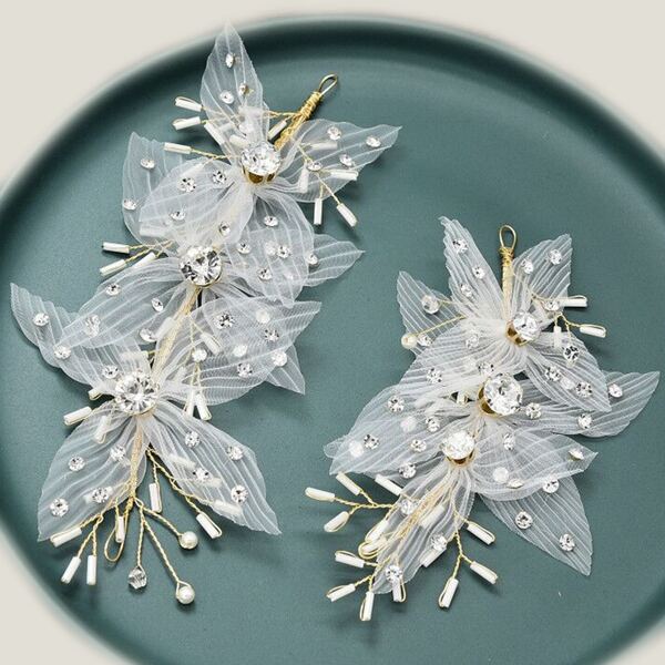 

2pcs Rhinestone Decor Hair Accessory, White
