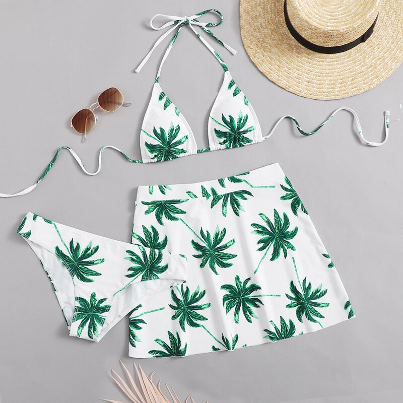 

3pack Tropical Triangle Bikini Swimsuit, Multicolor