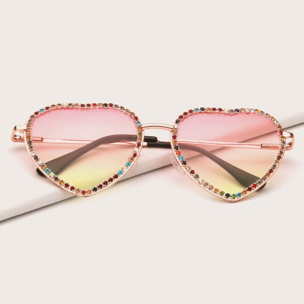 

Rhinestone Heart Frame Sunglasses