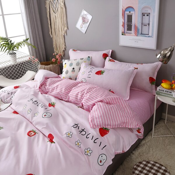 

Cartoon Graphic Bedding Set Without Filler, Multicolor