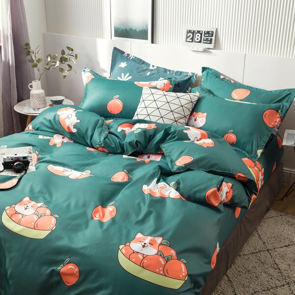 

Cartoon Graphic Bedding Set Without Filler, Multicolor