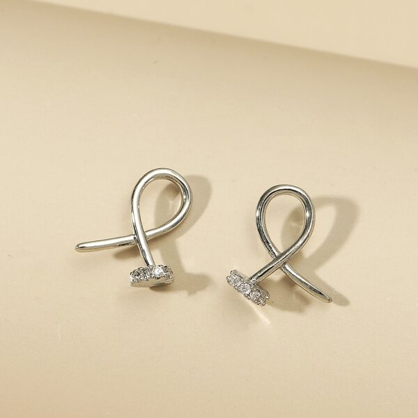 

Rhinestone Decor Creative Earrings, Silver