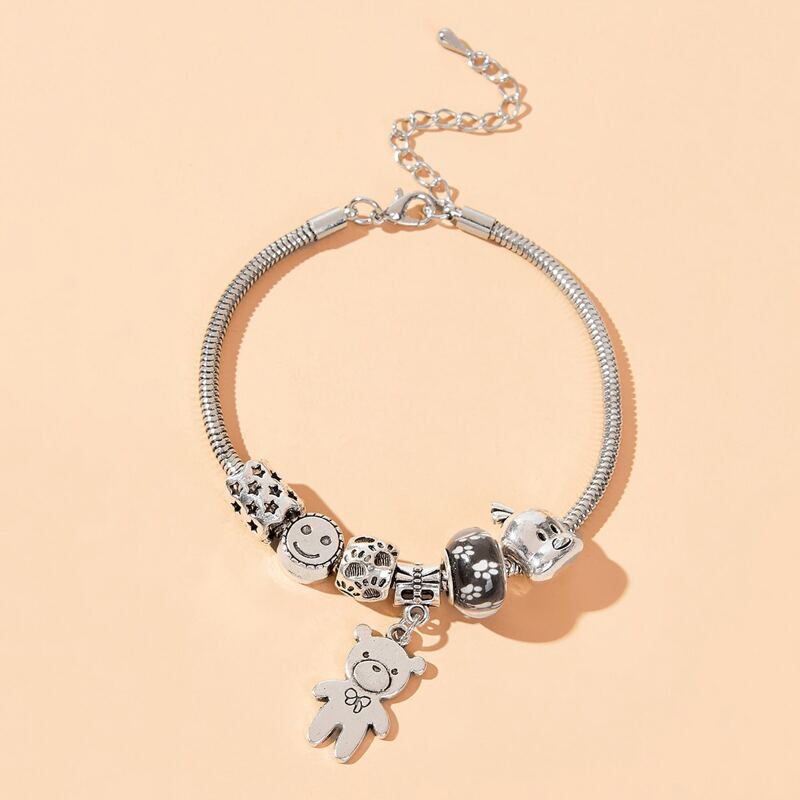 

Bear Pendant Bracelet, Silver