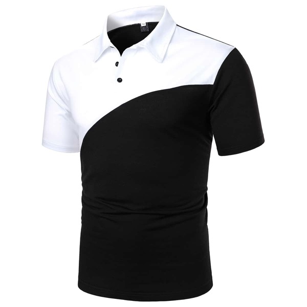 

Men Two Tone Polo Shirt, Black and white