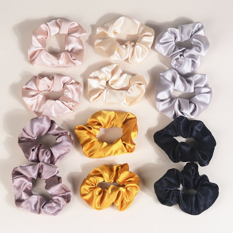 

12pcs Satin Scrunchie, Multicolor