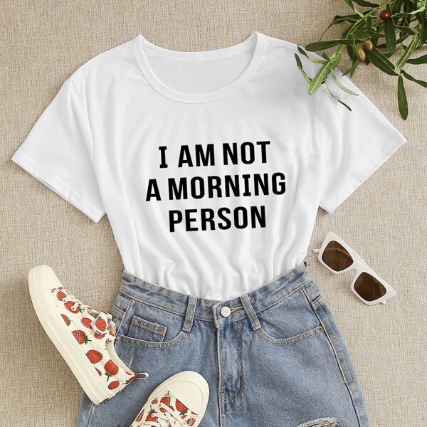 

Slogan Graphic Round Neck Tee, White