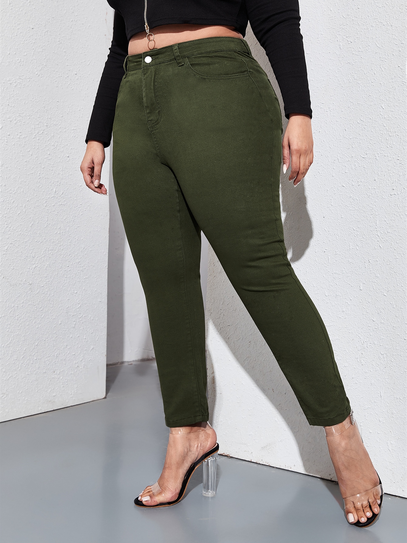 Plus High Waist Slant Pocket Skinny Jeans thumbnail