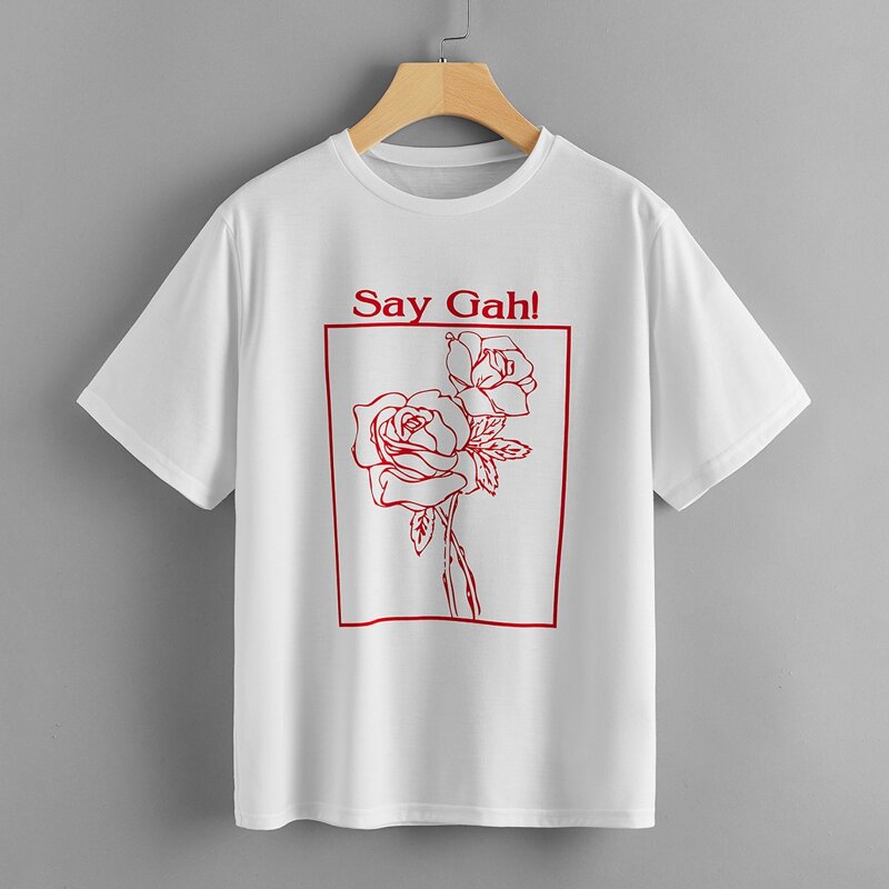 

Floral & Letter Graphic Tee, White