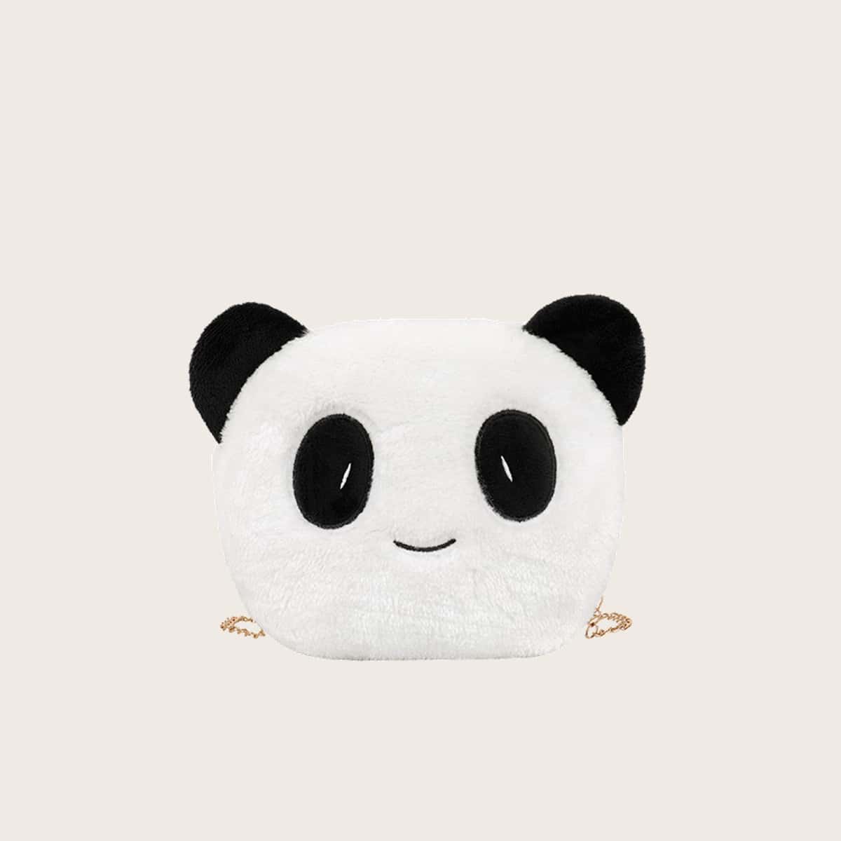 

Cartoon Panda Chain Crossbody Bag, Black and white
