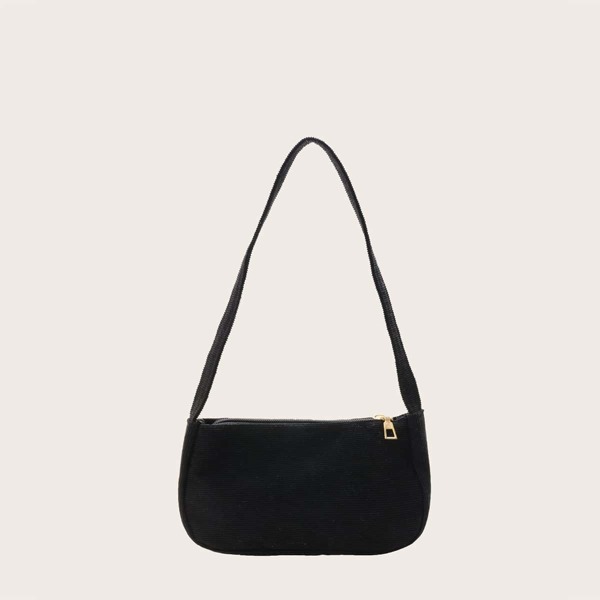 

Girls Corduroy Baguette Bag, Black
