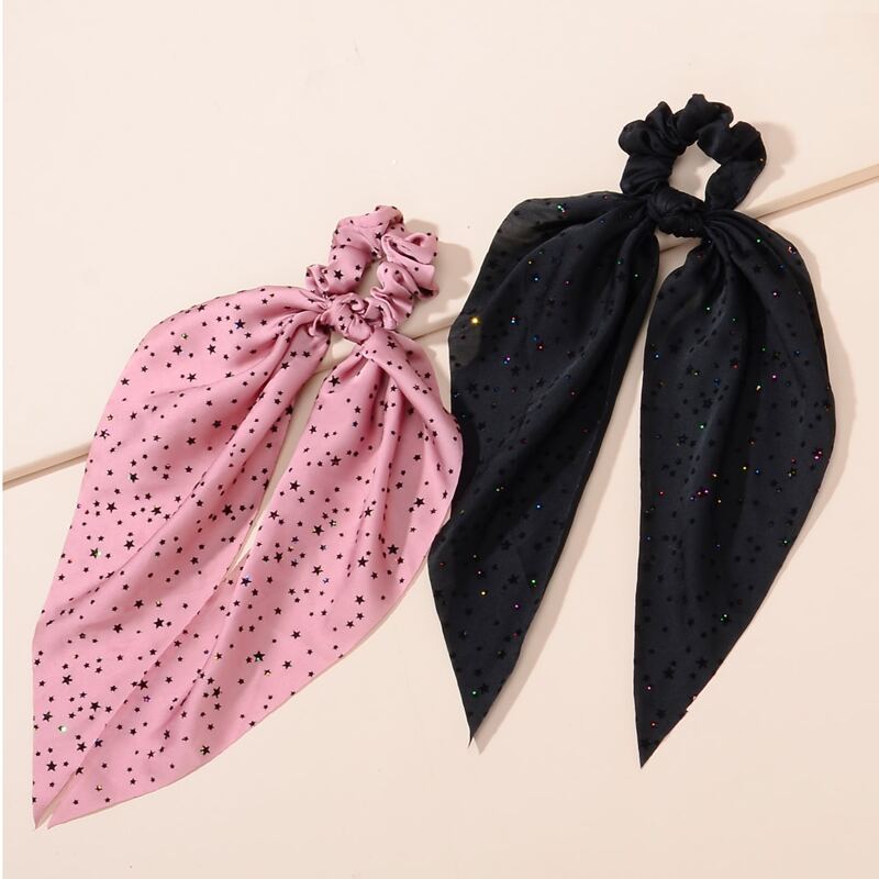 

2pcs Star Decor Bow Scrunchie, Multicolor