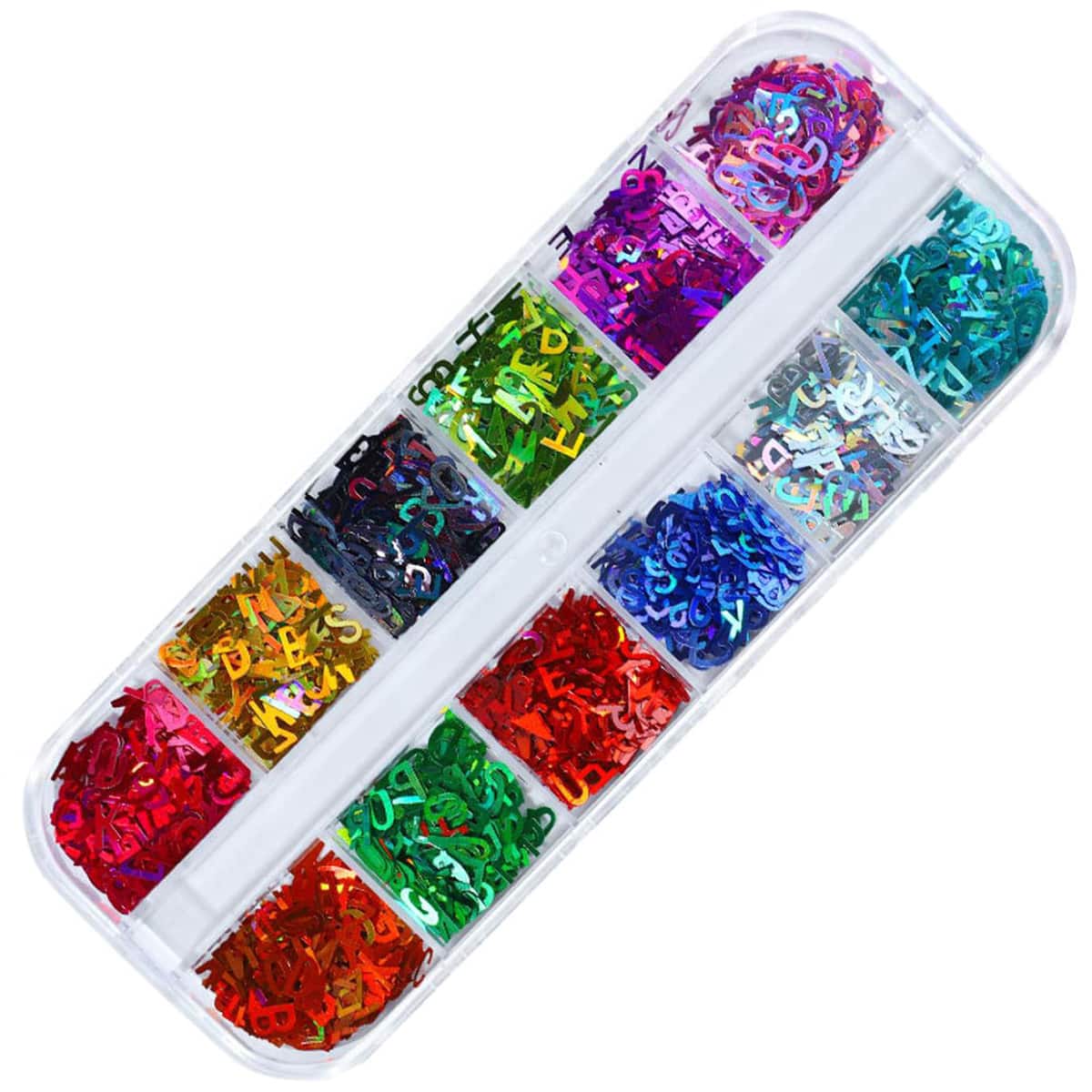 

1box Holographic Letter Nail Art Decoration, Multicolor