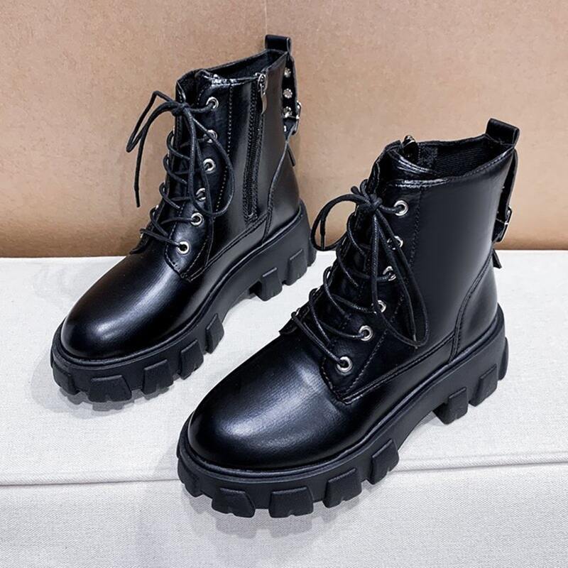 

Lace-up Front Combat Boots, Black