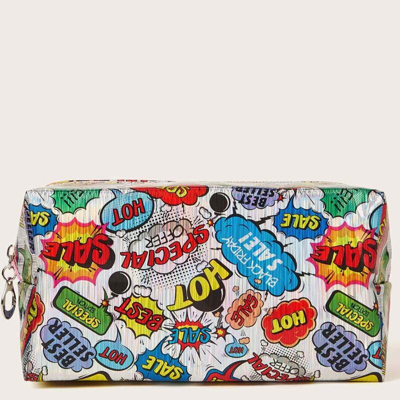 

Letter Graphic Makeup Bag, Multicolor