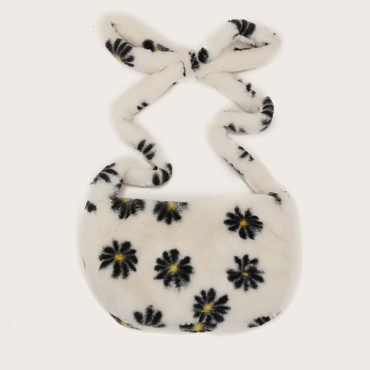 

Daisy Fluffy Shoulder Bag, White