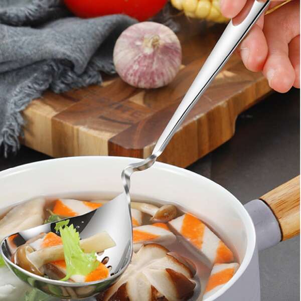 

1pc Stainless Steel Soup Strainer Spoon, Silver