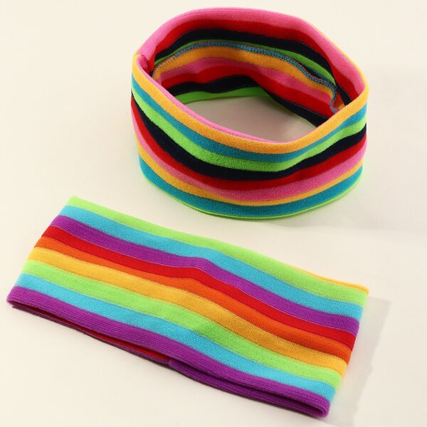 

Rainbow Striped Pattern Headband, Multicolor
