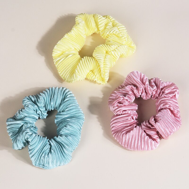 

3pcs Simple Plain Scrunchie, Multicolor