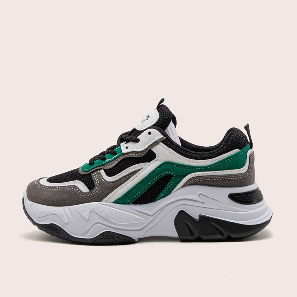 

Color Block Lace-up Front Chunky Sneakers, Multicolor