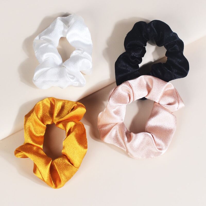 

4pcs Satin Scrunchie, Multicolor