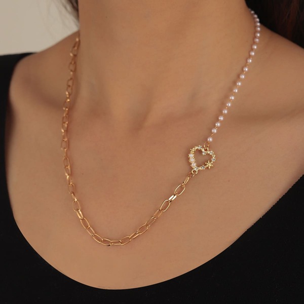 

Faux Pearl Decor Necklace, Gold