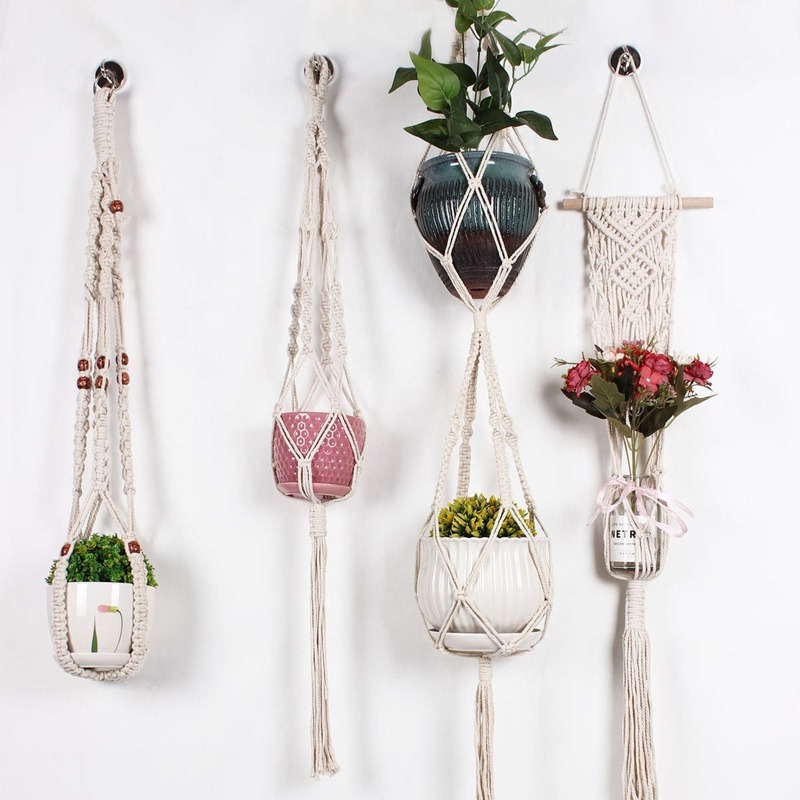 

4pcs Macrame Plant Hanger, Beige