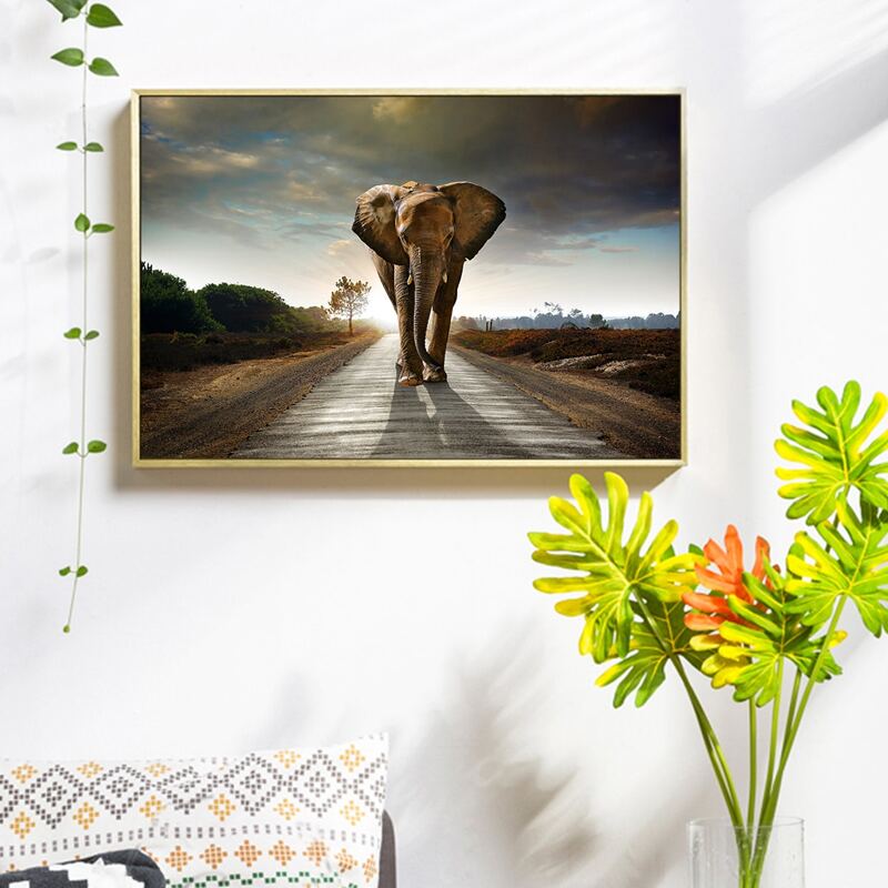 

Elephant Print Wall Painting Without Frame, Multicolor