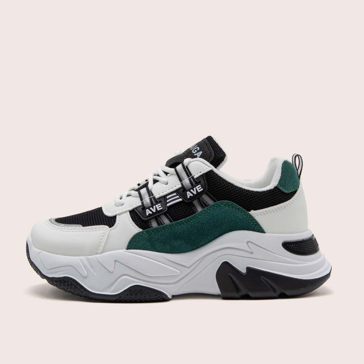 

Color Block Lace-up Front Chunky Sneakers, Multicolor