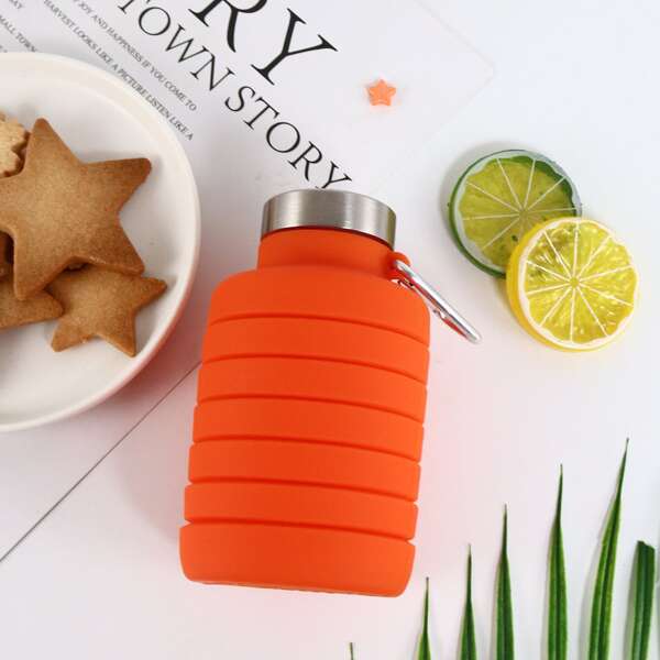 

1pc Portable Silicone Water Bottle, Orange