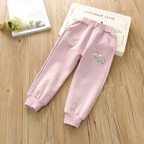 

Toddler Girls Cartoon Graphic Sweatpants, Baby pink
