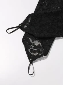 Elegant Contrast Lace Long Gloves - Black - View 6