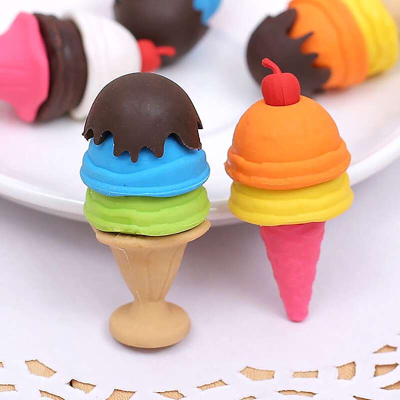 

3pcs Ice Cream Shaped Random Eraser, Multicolor